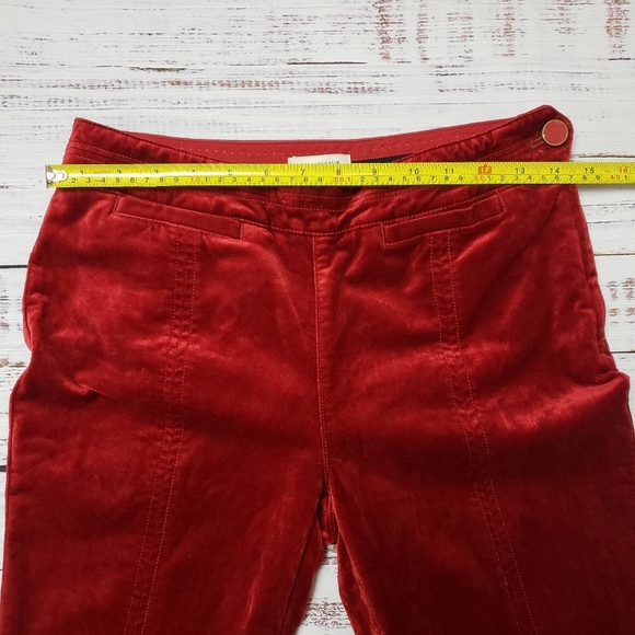 Anthropologie The Essential Slim Red High Waist Velvet pants Trousers  Size 2 - Picture 14 of 14